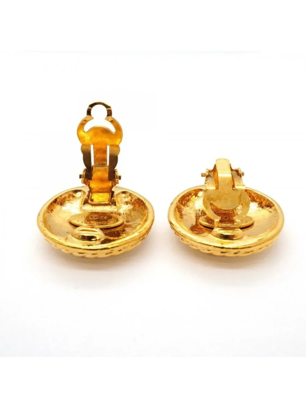 Chanel Earrings Vintage CC Logo Round